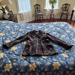 MODA INTERNATIONAL VICTORIA’S SECRET PLAID WOOL PEA COAT SIZE SMALL
